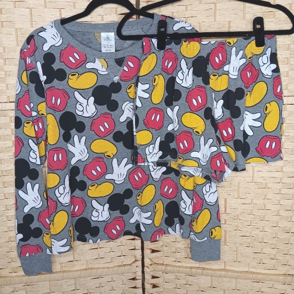 Disney Mickey Mouse Gray Pajama Set NWT Thermal